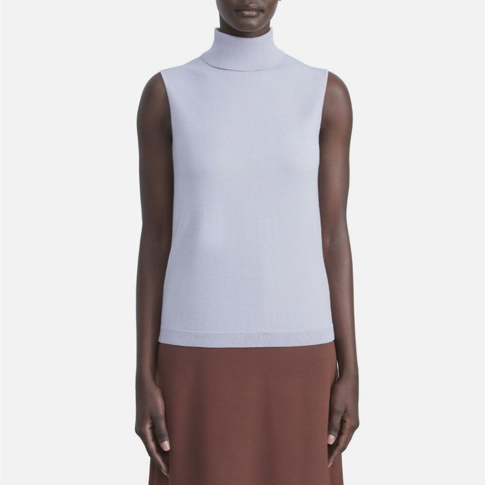 LAFAYETTE 148 New York Sleeveless Knit Turtleneck Sweater XS Minimalist Shell